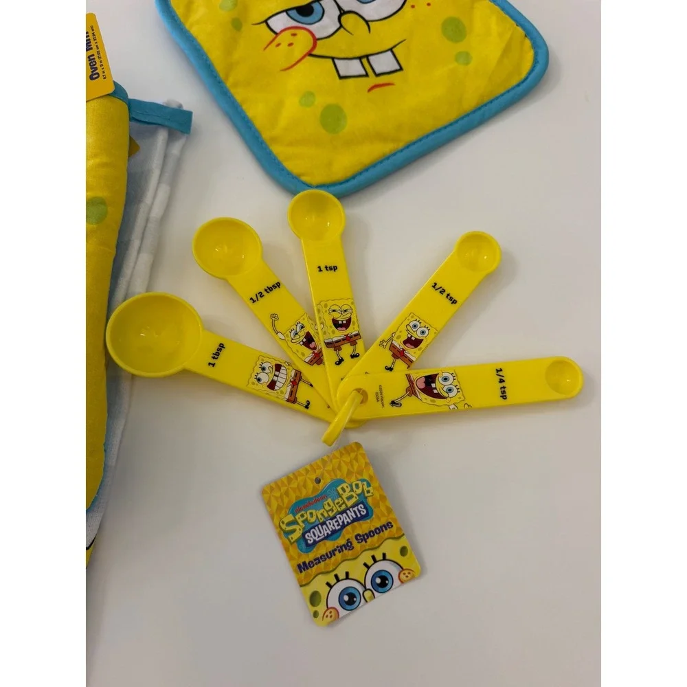 SpongeBob SquarePants Kitchen Towel Oven Mitt Spoons Sink Strainer Set